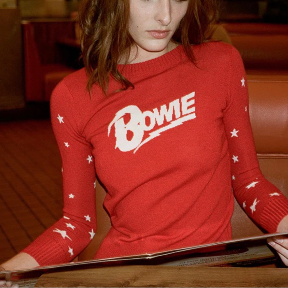 Stoned Immaculate Red Bowie Lets Dance Knit Sweater
